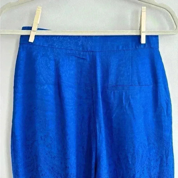 Zara Blue Jacquard Menswear Full Length Wide Leg Pants - Picture 8 of 10